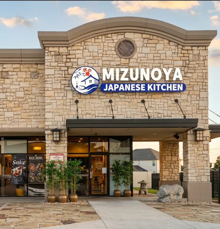Mizunoya Japanese Kitchen storefront at Hebron Parkway Plaza in Carrollton, Texas